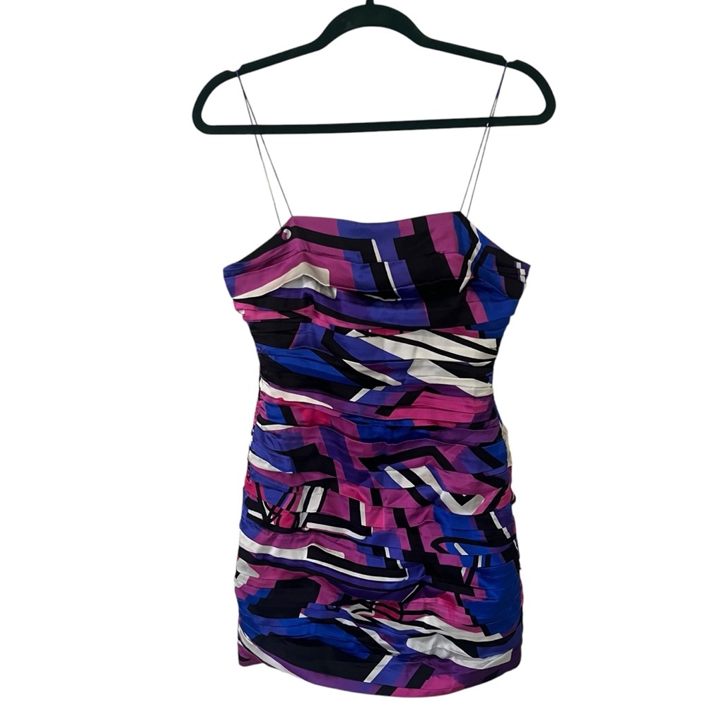 NWT Retrofete Elsie silk pleated mini dress in Graffiti spaghetti strap small - Picture 2 of 15